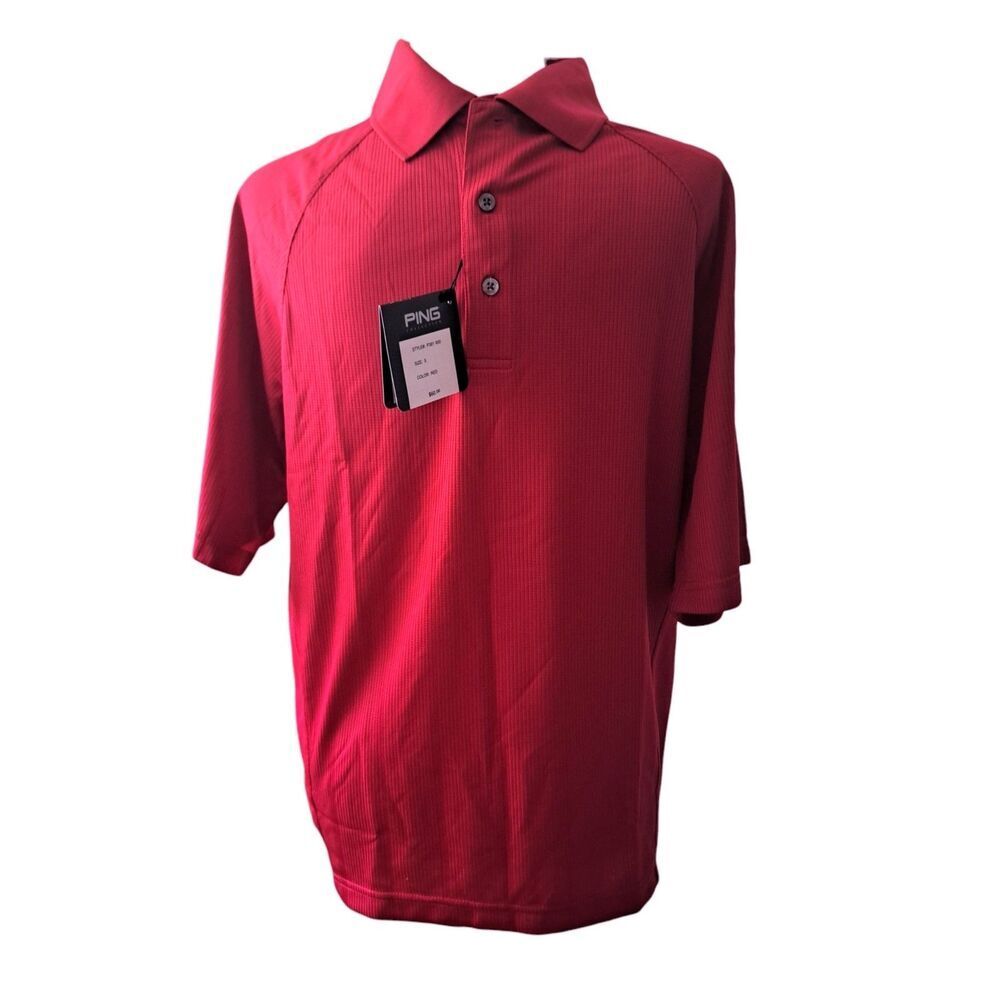 PING Men's Short Sleeve Red Performance Casual Outdoors Polo Shirt Sz Small